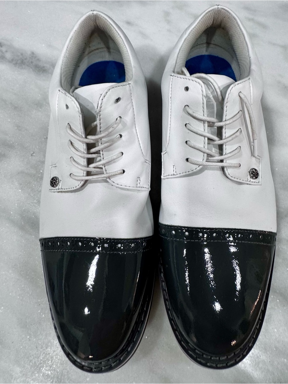 G/FORE Men’s Size 12 Leather Golf Shoes White Charcoal Gray Like New